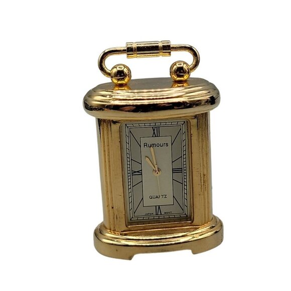 Rumours Mini Desk Quartz Clock Gold Tone Cute Gift Watch Lovers New Battery Runs - Picture 6 of 10